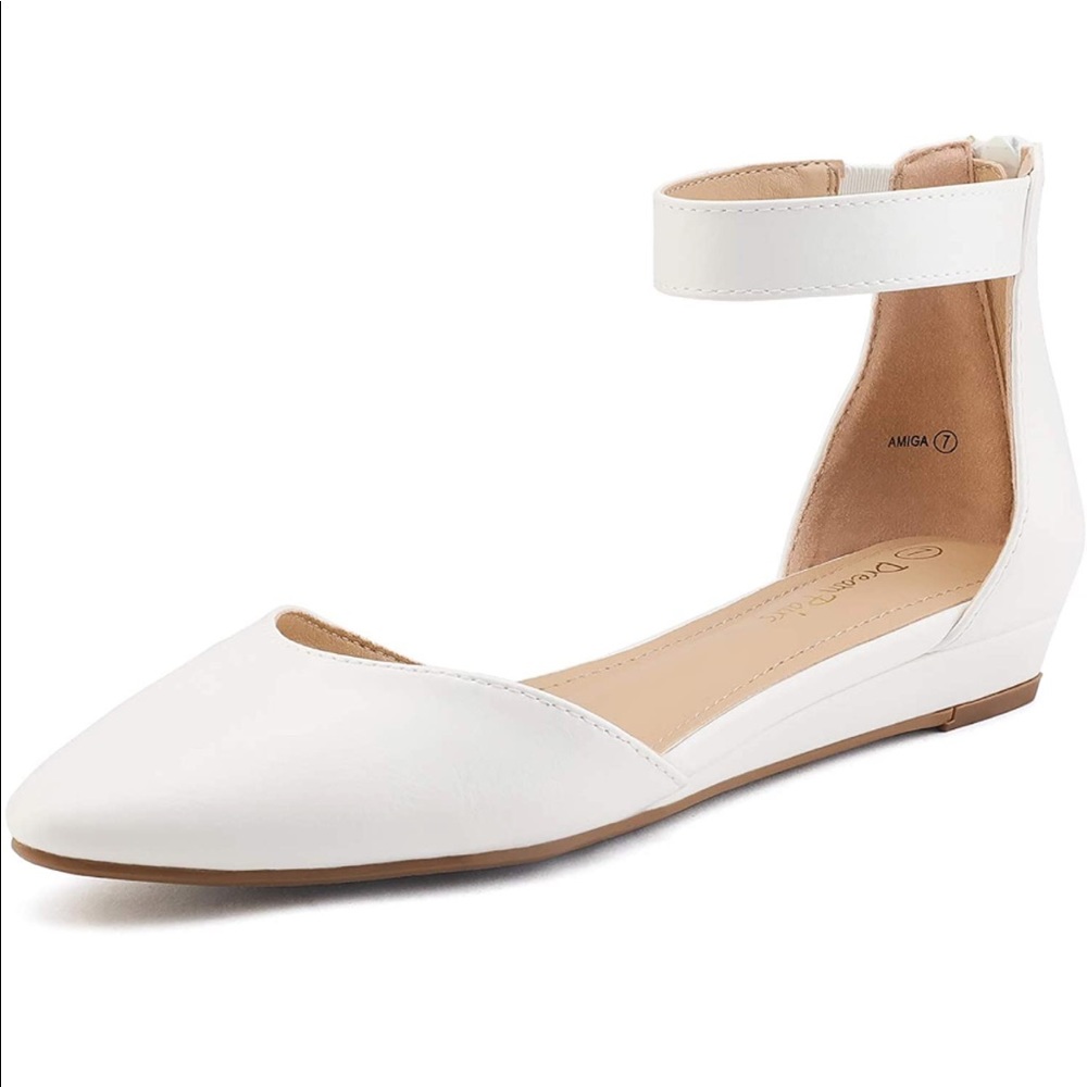 DREAM PAIRS Women's Low Wedge Ankle Strap Flats Shoes